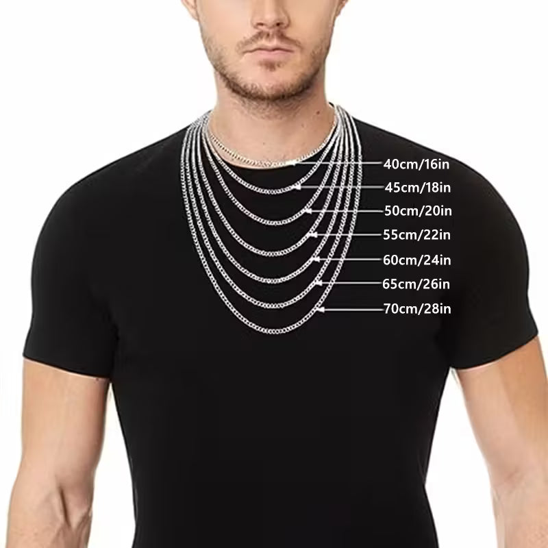 Titanium Vibe Geometric Silver Necklace – S925 Sterling Silver Men’s Sweater Chain