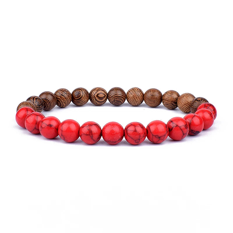 Volcanic Stone Bracelet for Men Lava Wooden