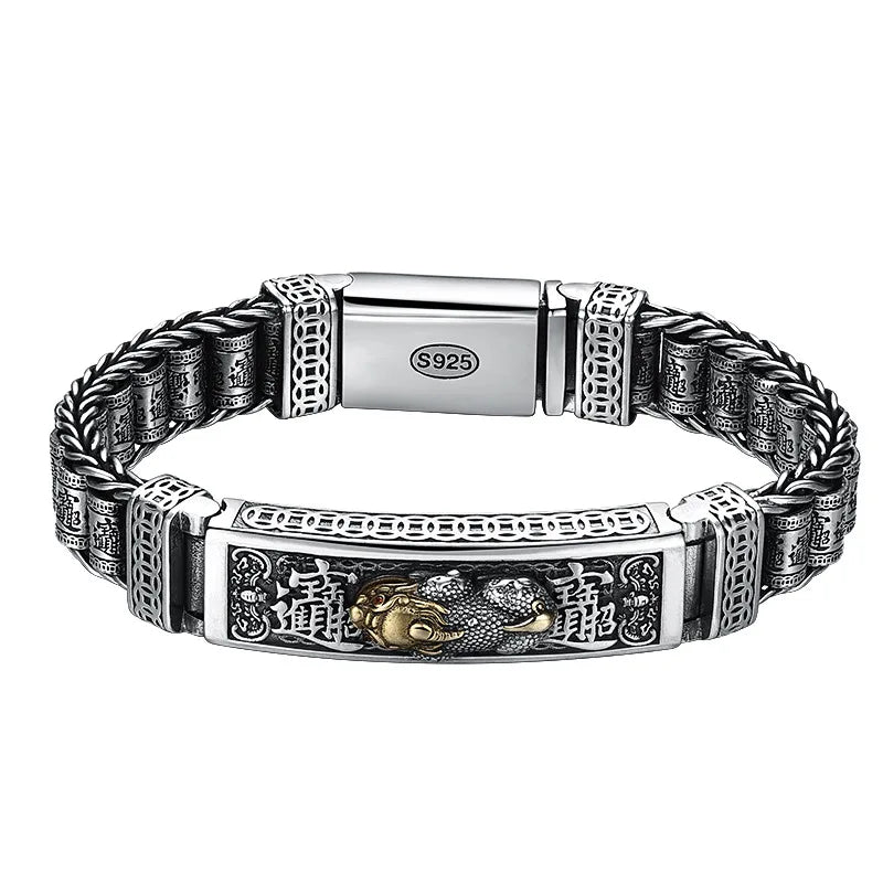 Real Silver Retro Pixiu Bracelet