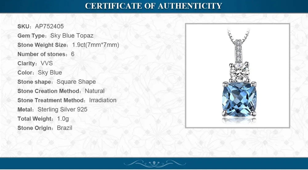 Topazia 925 Sterling Silver Pendant Necklace