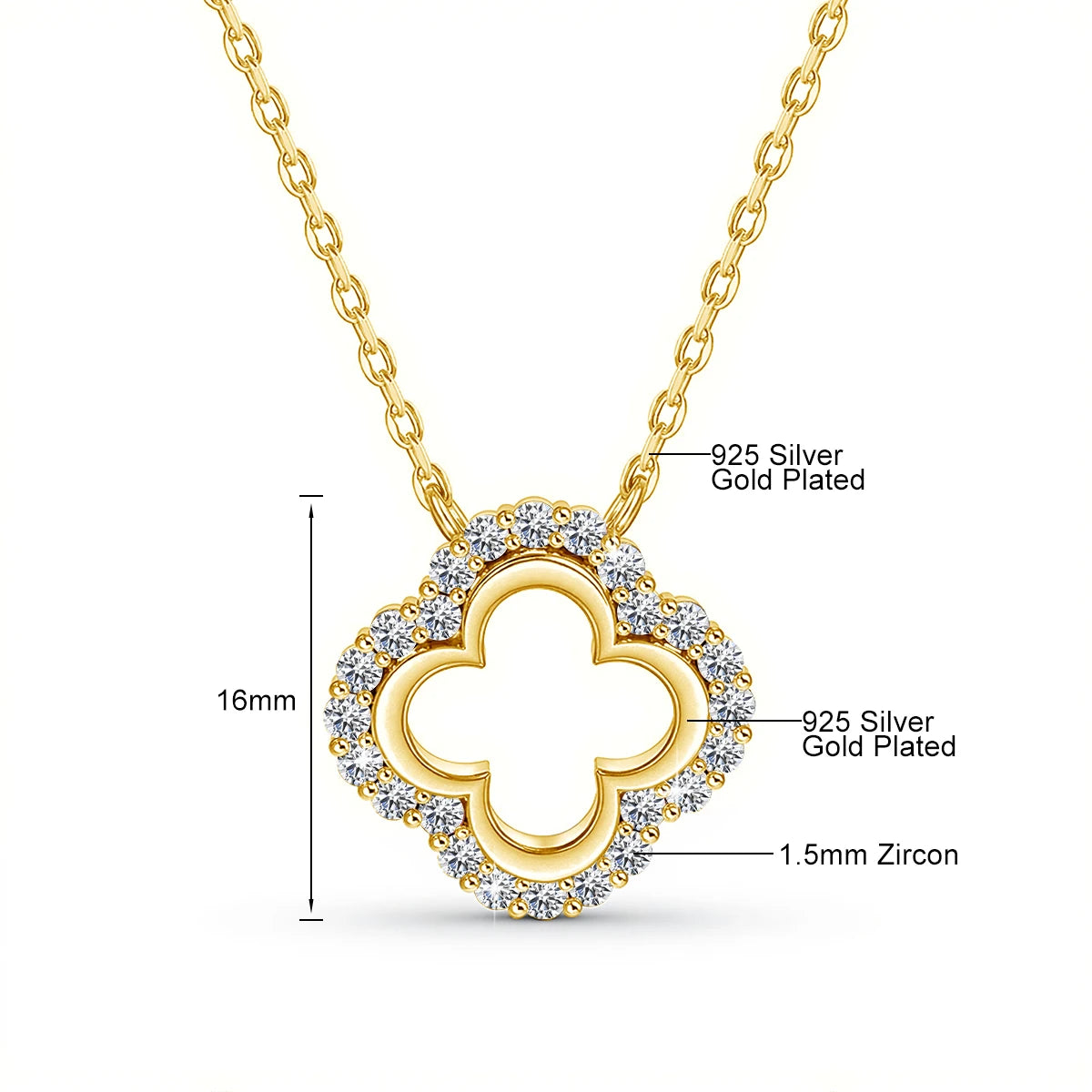 Elegant Moissanite Clover Pendant – Gold Plated