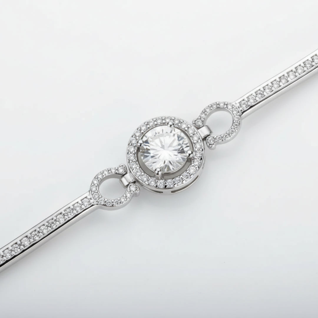 Aurelia One Bracelet – 1ct Moissanite Adjustable Bangle