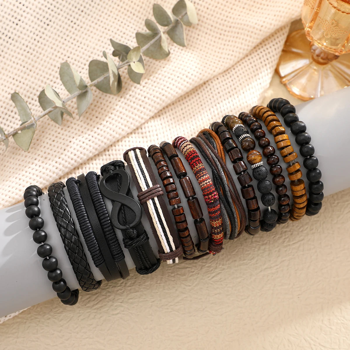15 Pcs/set Classic Men's Leather Bracelet