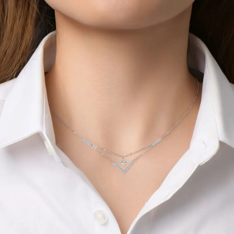 The Luminous V Moissanite Necklace
