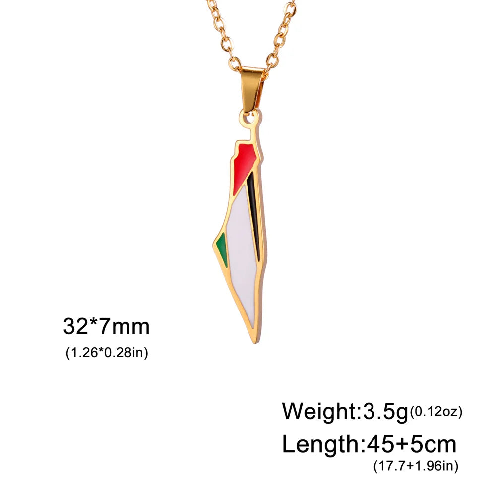 Palestine Map Flag Necklace
