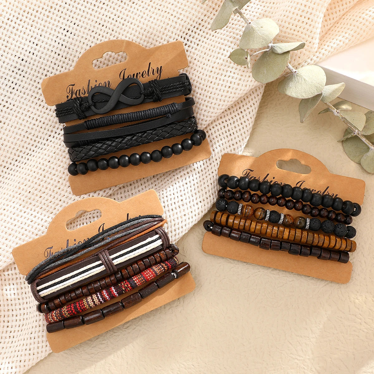 15 Pcs/set Classic Men's Leather Bracelet