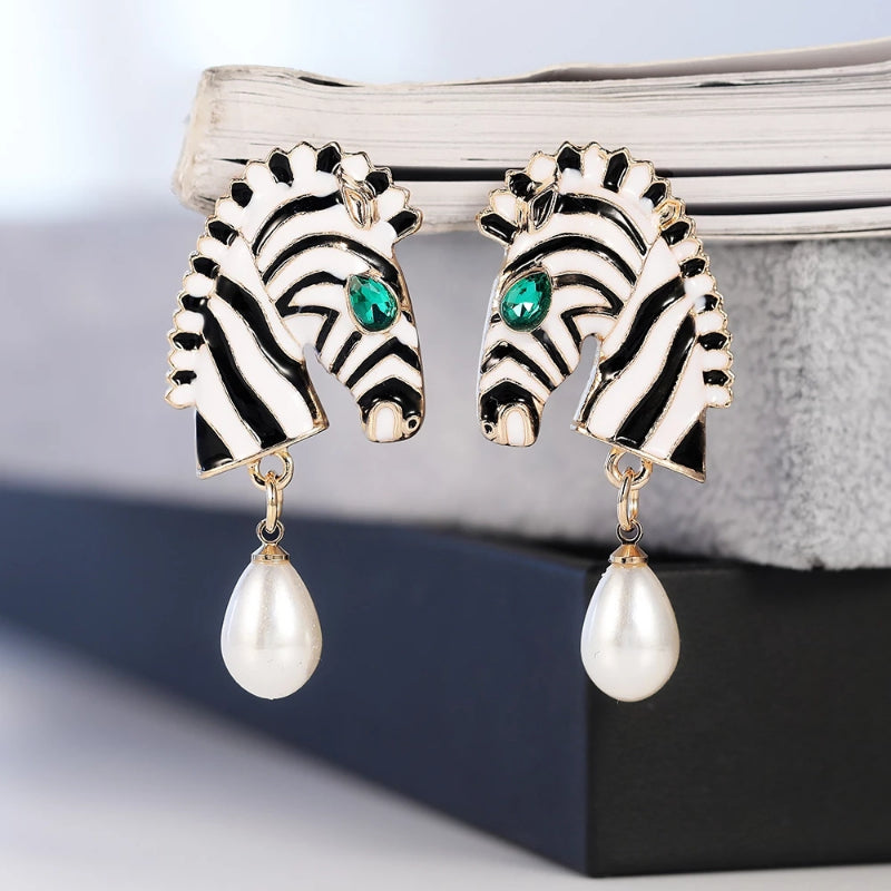 Novel Zebra Head Shape Drop Earrings Women