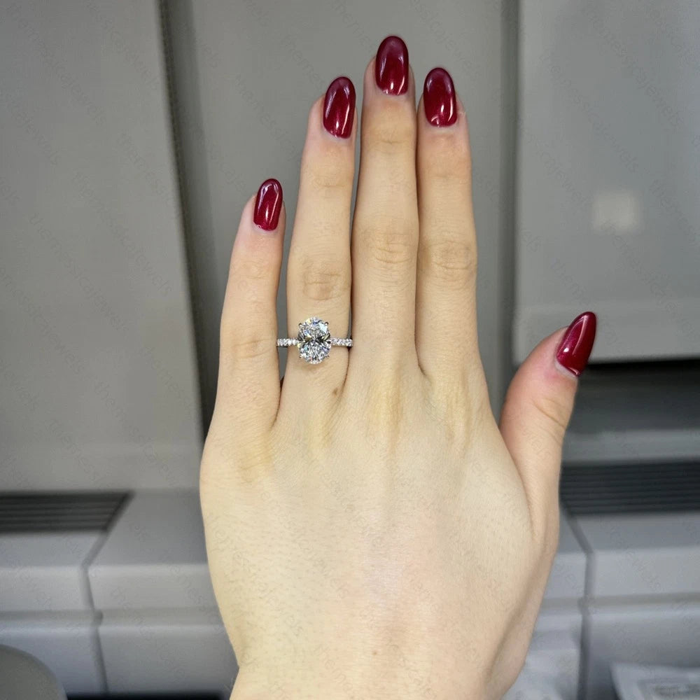 Luna Oval Moissanite Hidden Halo Engagement Ring