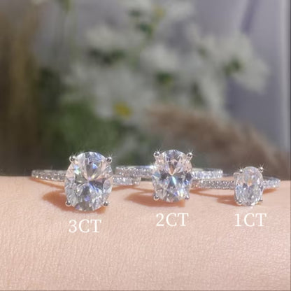 Luna Oval Moissanite Hidden Halo Engagement Ring