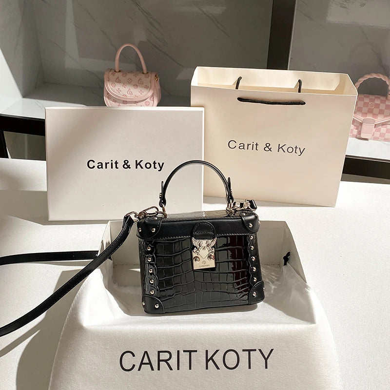 Carit & Koty Stylish and Elegant bag with Crocodile Pattern Embossing and Metal