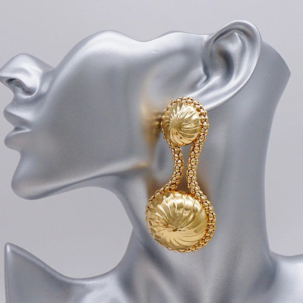 Gold Color Earring Bohemia Flower Round Drop Copper Hoop Earrings Circle