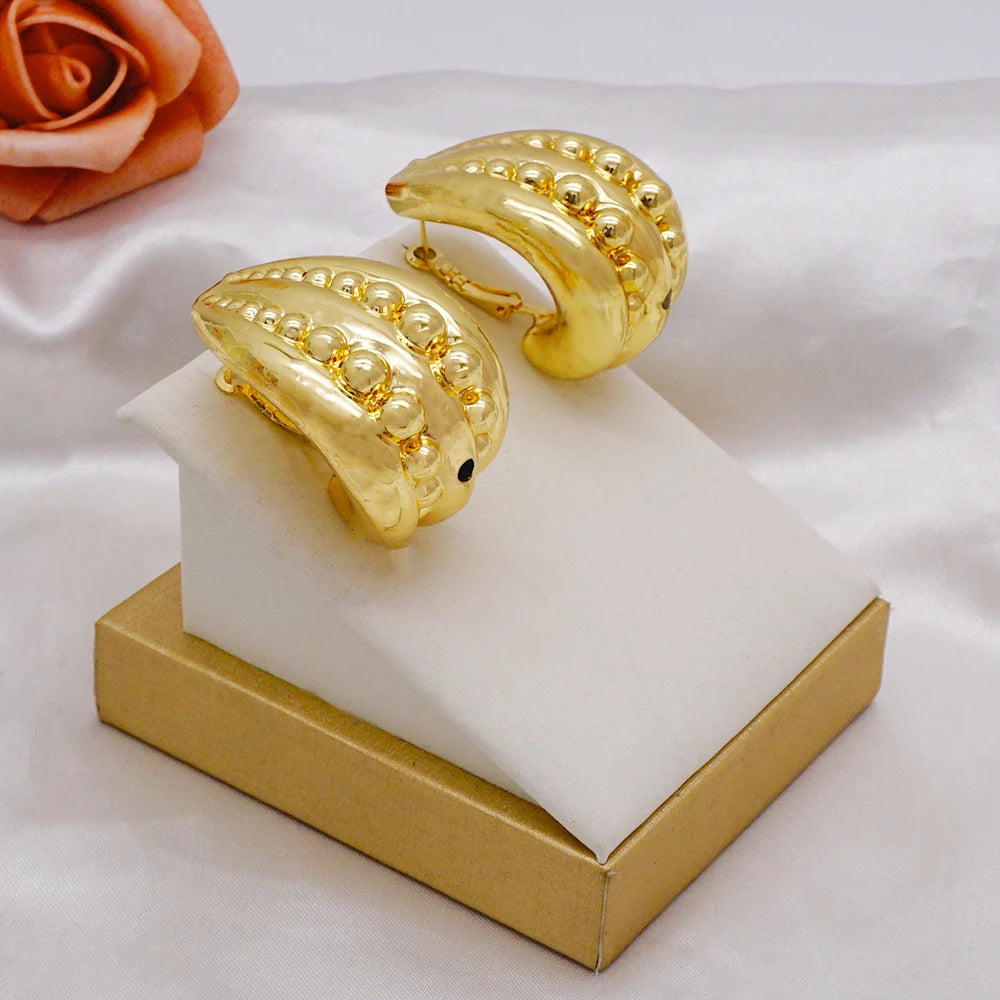 Gold Color Earring Bohemia Flower Round Drop Copper Hoop Earrings Circle