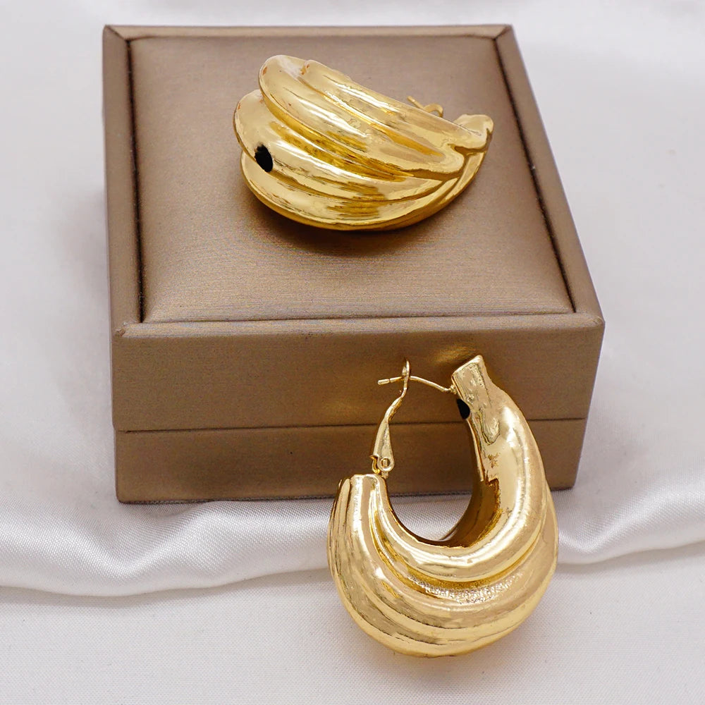 Gold Color Earring Bohemia Flower Round Drop Copper Hoop Earrings Circle