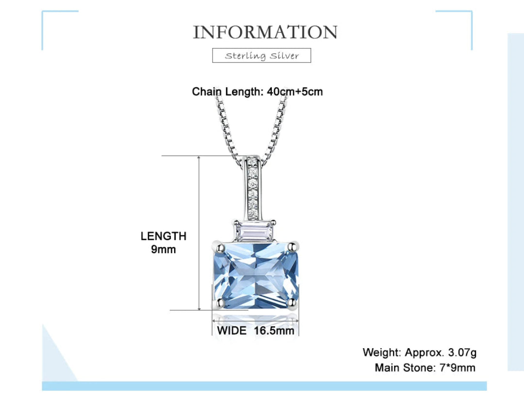 Nano Sky Blue Topaz 925 Sterling Silver Pendant Necklace