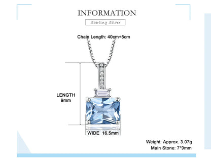 Nano Sky Blue Topaz 925 Sterling Silver Pendant Necklace