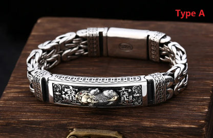 Real Silver Retro Pixiu Bracelet