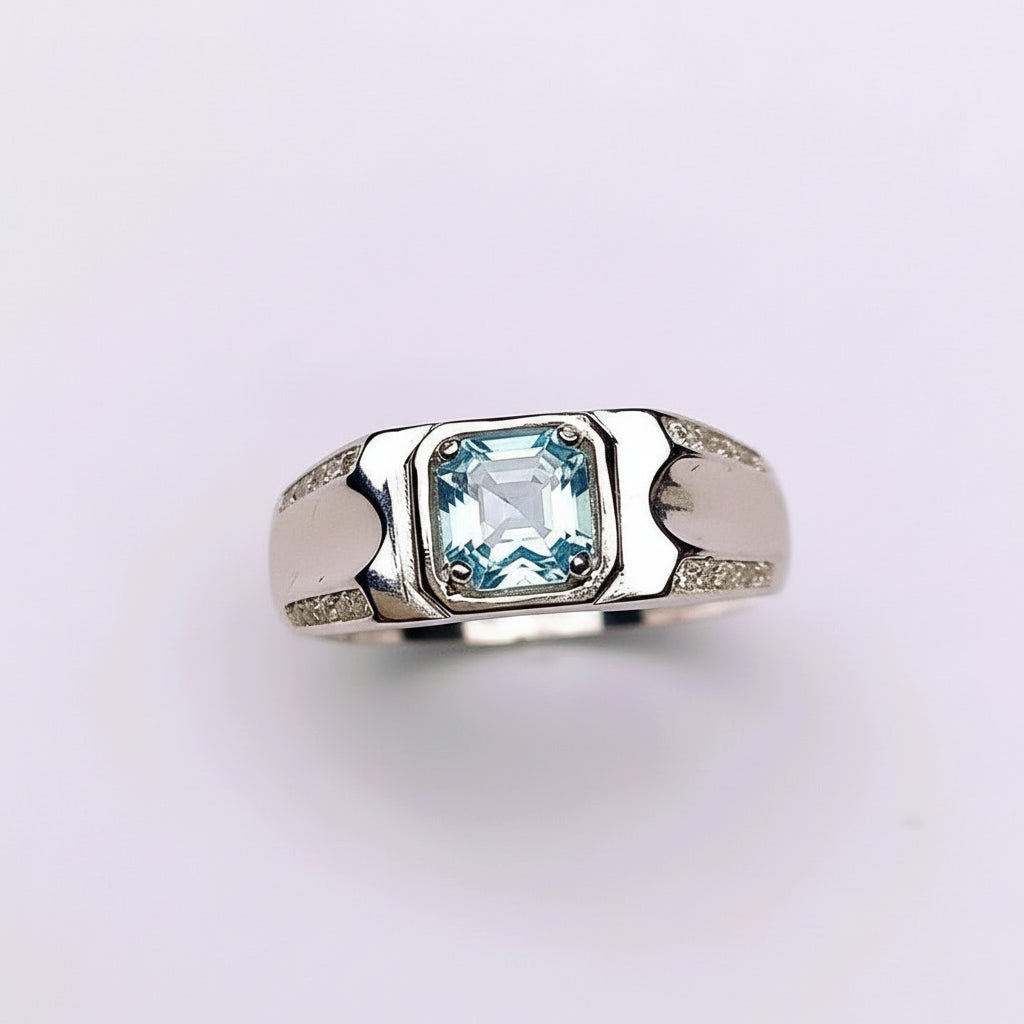 Natural Aquamarine Men’s Ring