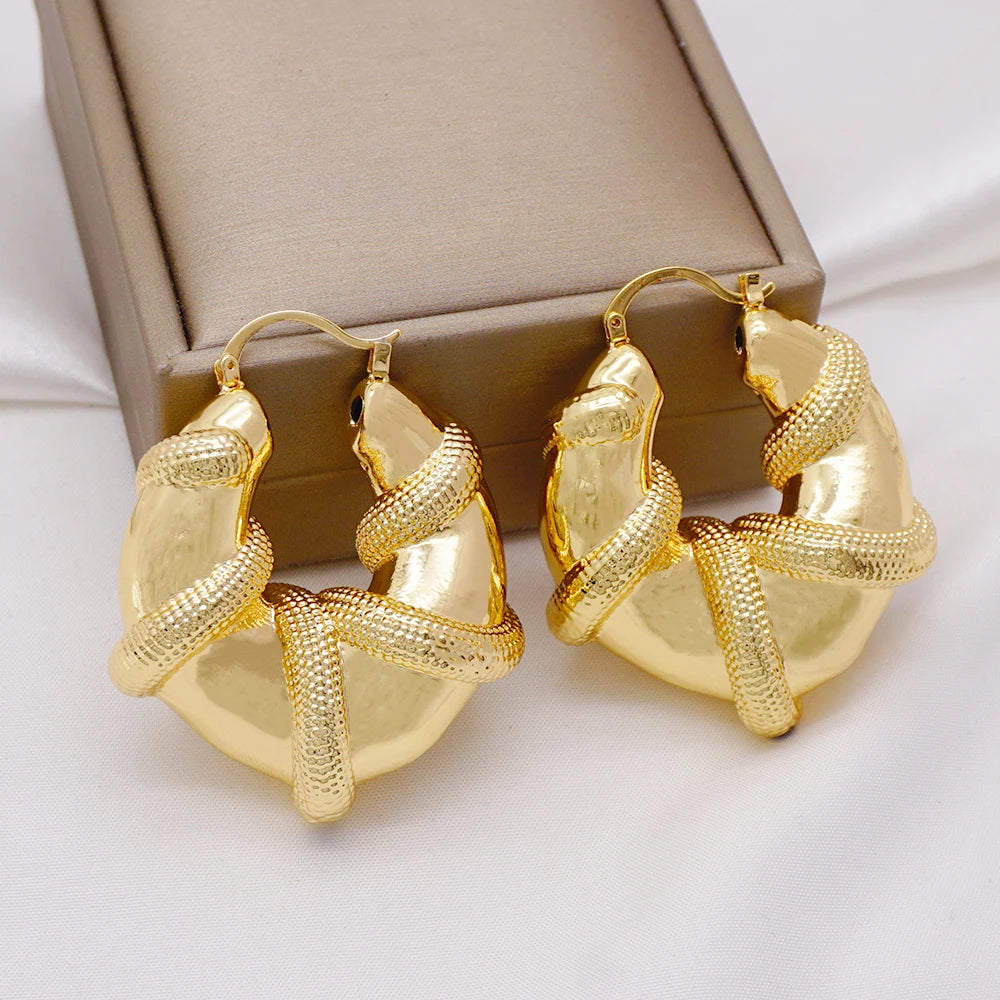 Gold Color Earring Bohemia Flower Round Drop Copper Hoop Earrings Circle