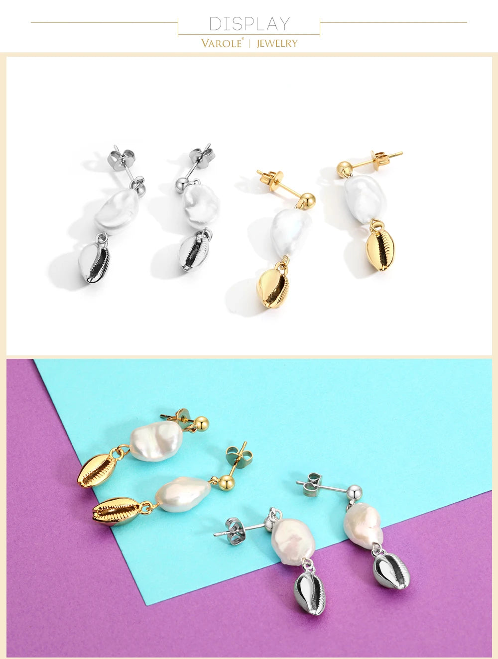 Natural Pearls Earrings for Women Gold Color Rounded Drop Earring