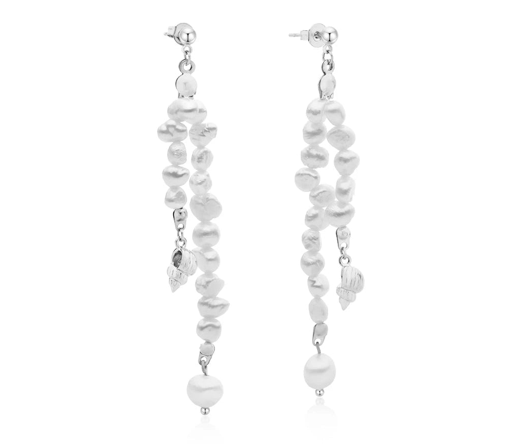 Natural Pearls Earrings for Women Gold Color Rounded Drop Earring