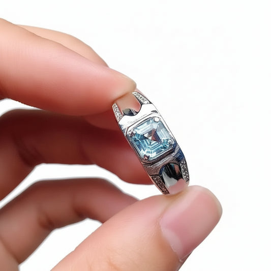 Natural Aquamarine Men’s Ring