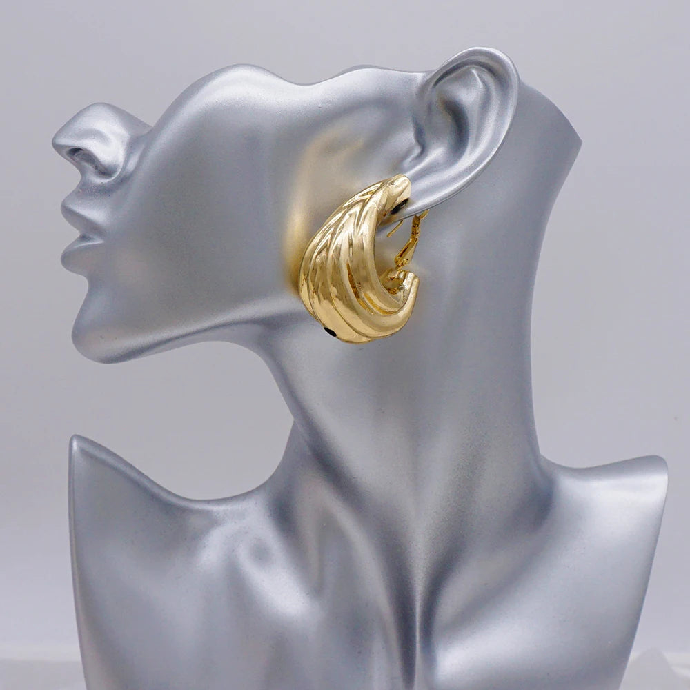 Gold Color Earring Bohemia Flower Round Drop Copper Hoop Earrings Circle