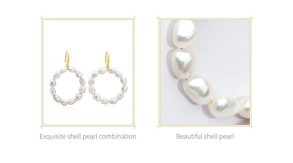 Natural Pearls Earrings for Women Gold Color Rounded Drop Earring