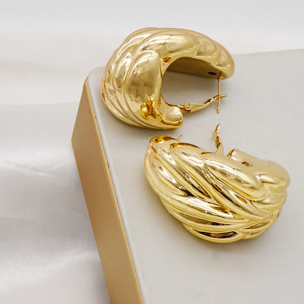 Gold Color Earring Bohemia Flower Round Drop Copper Hoop Earrings Circle