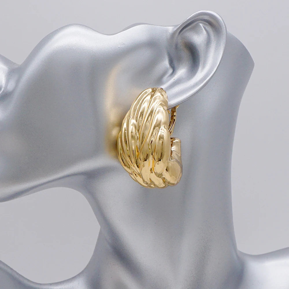 Gold Color Earring Bohemia Flower Round Drop Copper Hoop Earrings Circle