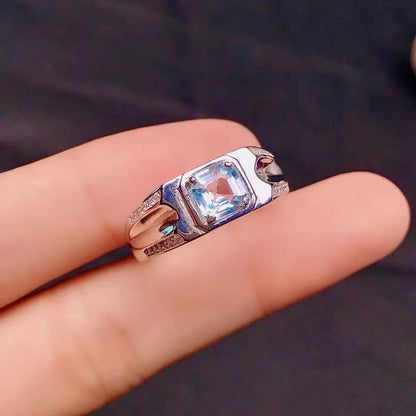 Natural Aquamarine Men’s Ring