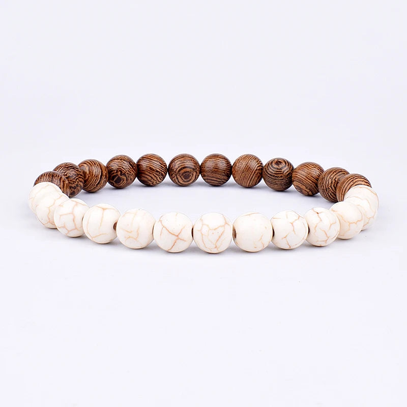 Volcanic Stone Bracelet for Men Lava Wooden