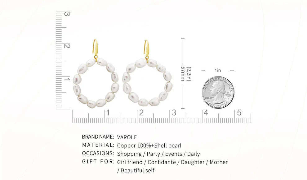 Natural Pearls Earrings for Women Gold Color Rounded Drop Earring