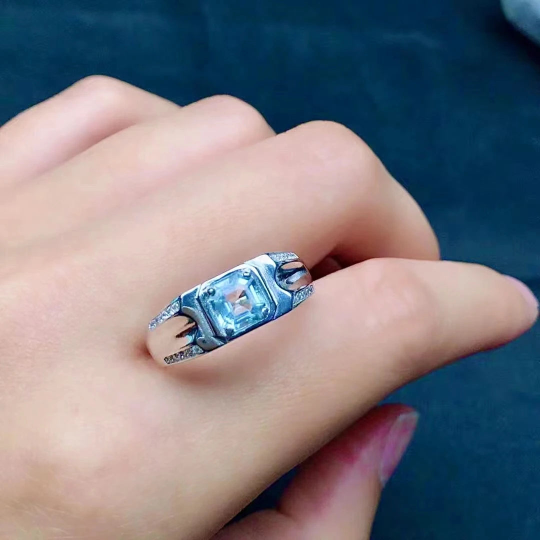 Natural Aquamarine Men’s Ring