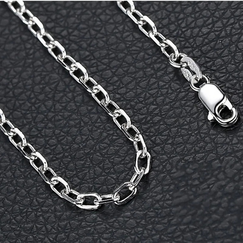 Titanium Vibe Geometric Silver Necklace – S925 Sterling Silver Men’s Sweater Chain