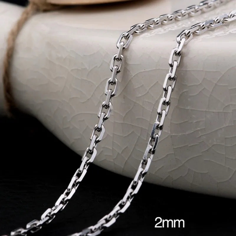 Titanium Vibe Geometric Silver Necklace – S925 Sterling Silver Men’s Sweater Chain