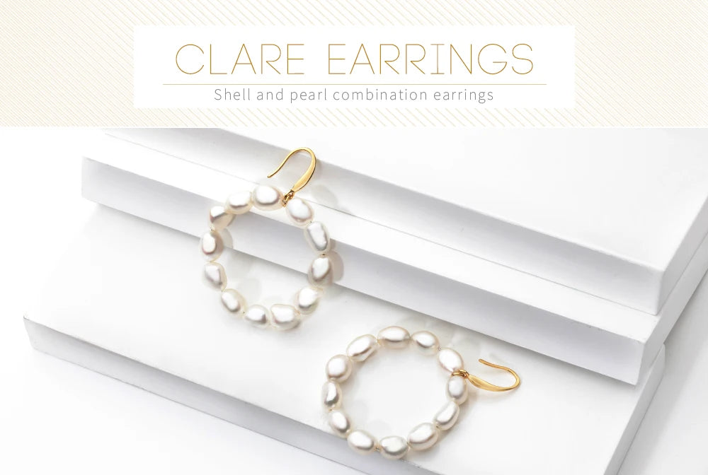 Natural Pearls Earrings for Women Gold Color Rounded Drop Earring