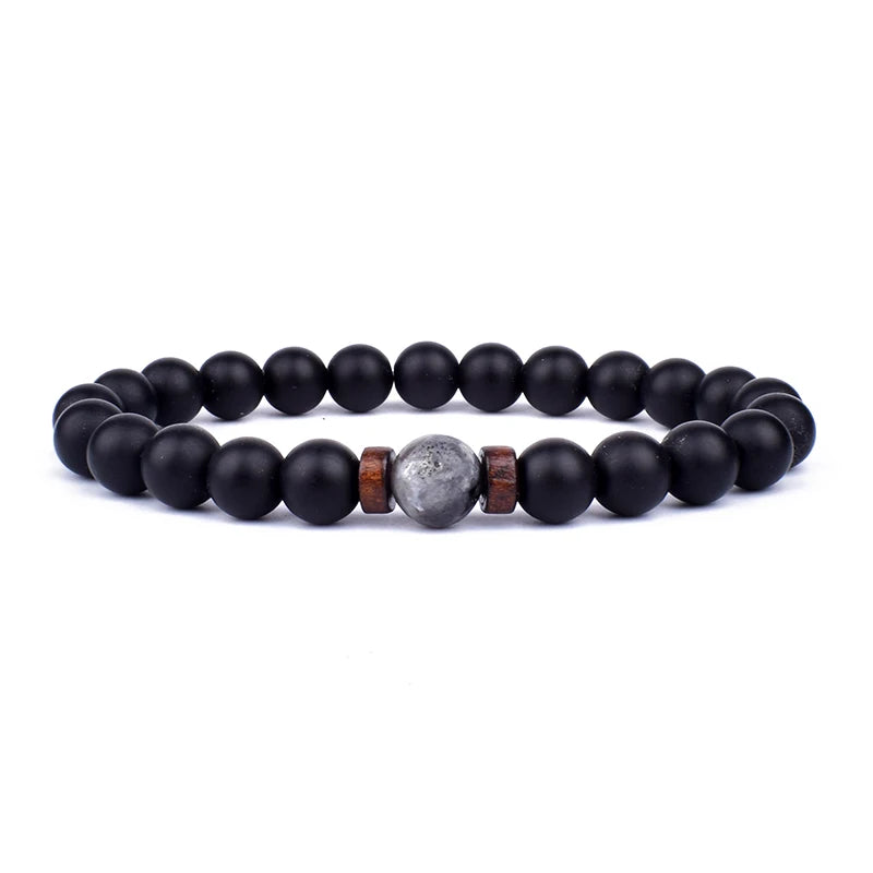 Volcanic Stone Bracelet for Men Lava Wooden