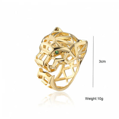 Golden Wild Leopard Statement Ring