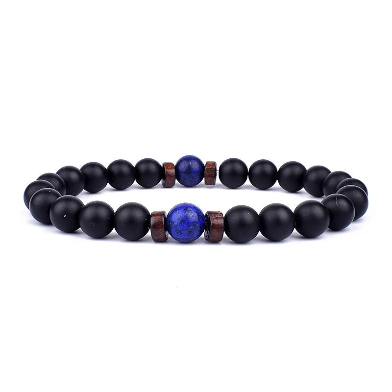 Volcanic Stone Bracelet for Men Lava Wooden