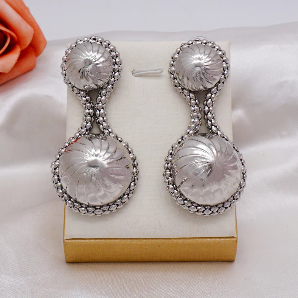 Gold Color Earring Bohemia Flower Round Drop Copper Hoop Earrings Circle