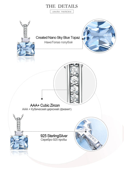 Nano Sky Blue Topaz 925 Sterling Silver Pendant Necklace