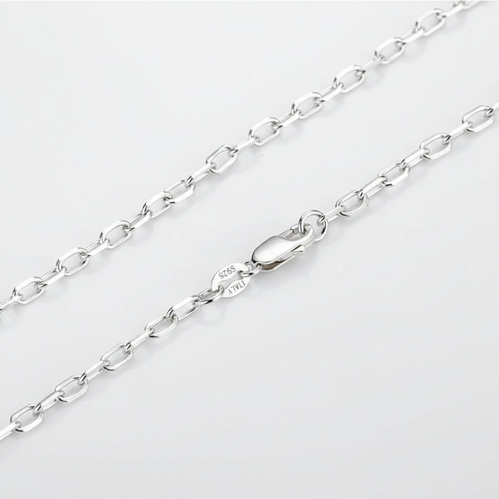 Titanium Vibe Geometric Silver Necklace – S925 Sterling Silver Men’s Sweater Chain