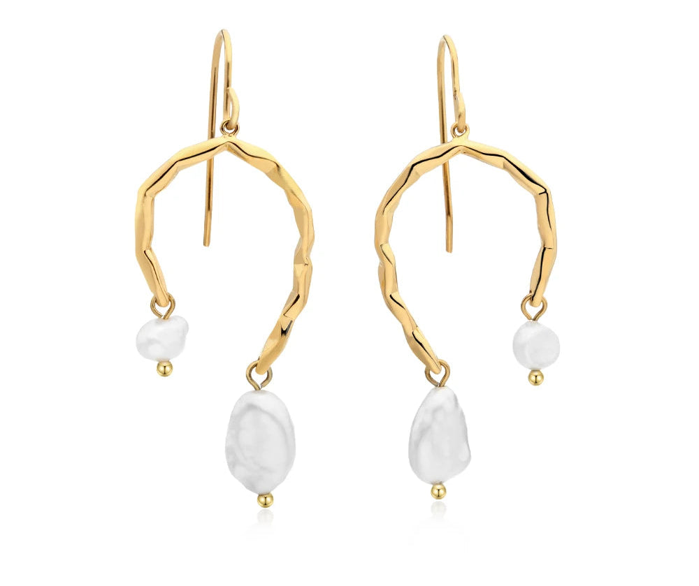 Natural Pearls Earrings for Women Gold Color Rounded Drop Earring