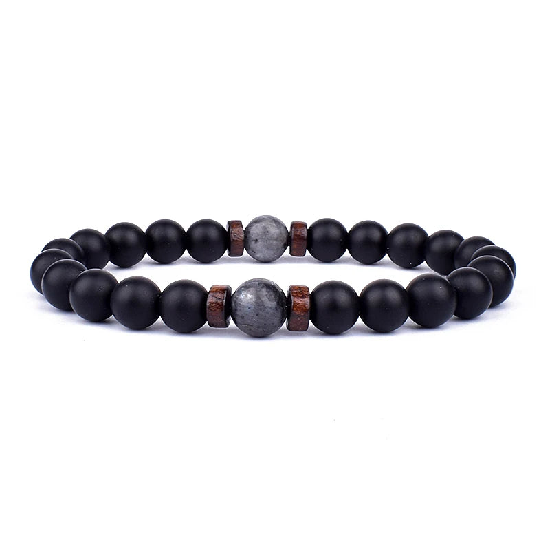 Volcanic Stone Bracelet for Men Lava Wooden