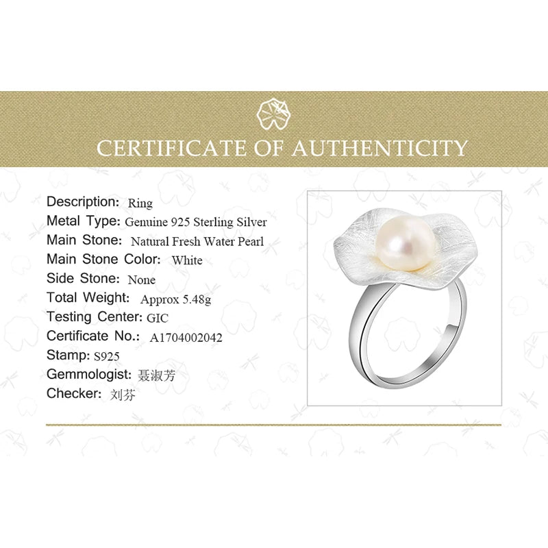Lotus Fun Real 925 Sterling Silver Natural Pearl Original Handmade Designer Fine Jewelry Fashion Leaf Rings for Women Gift 2022