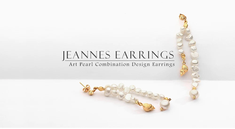 Natural Pearls Earrings for Women Gold Color Rounded Drop Earring