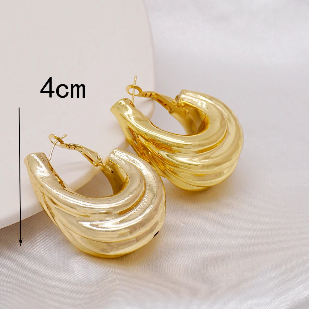 Gold Color Earring Bohemia Flower Round Drop Copper Hoop Earrings Circle