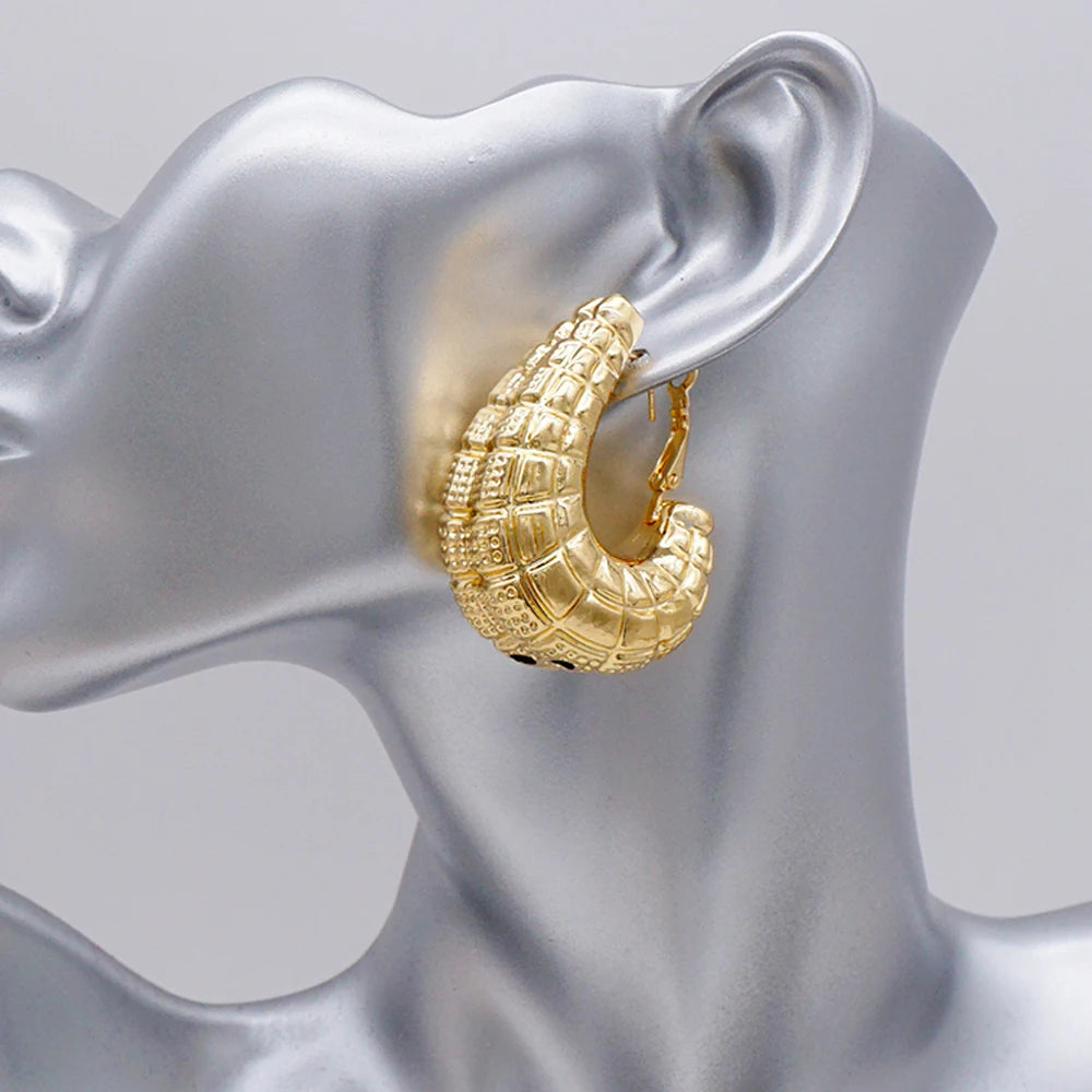 Gold Color Earring Bohemia Flower Round Drop Copper Hoop Earrings Circle