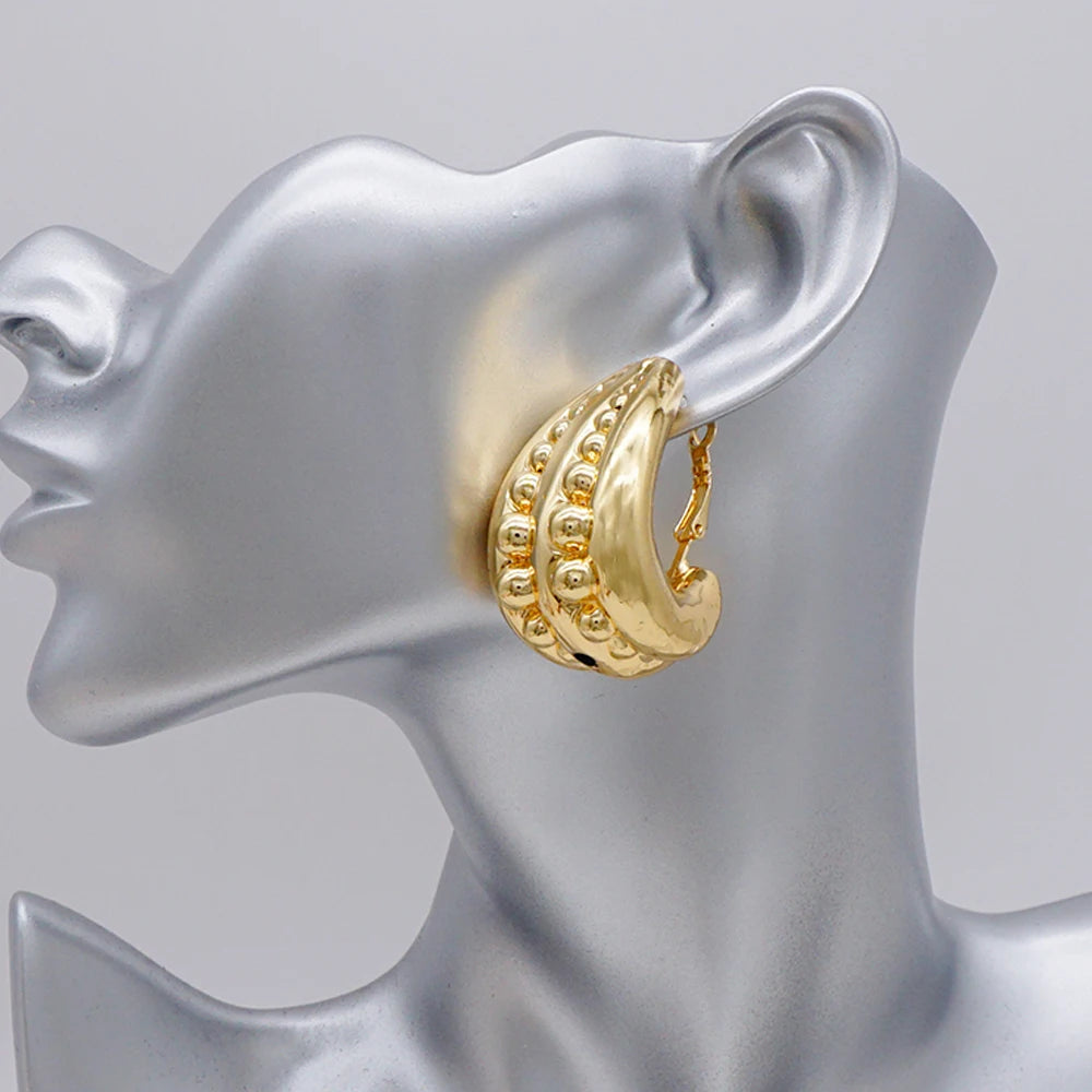 Gold Color Earring Bohemia Flower Round Drop Copper Hoop Earrings Circle