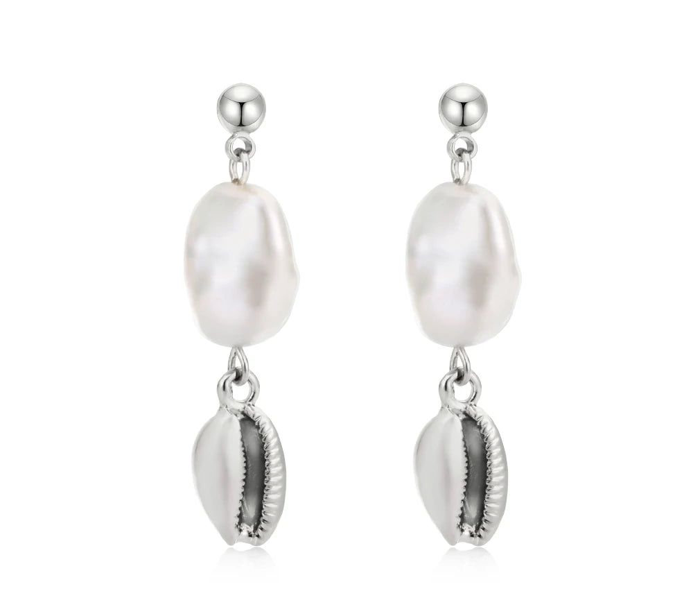 Natural Pearls Earrings for Women Gold Color Rounded Drop Earring